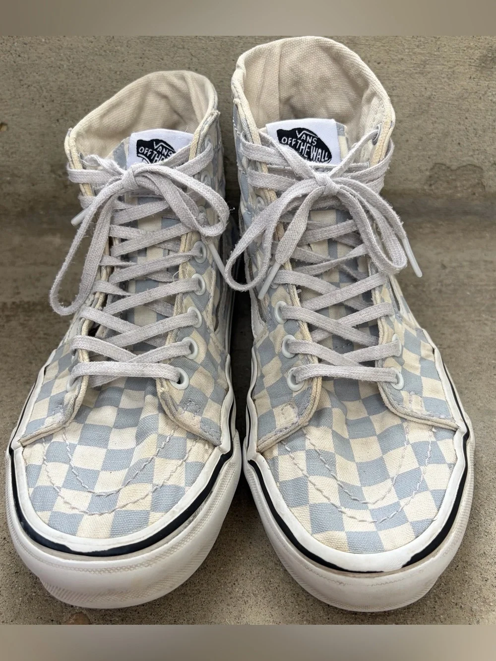 Vans Checkerboard Sk8-hi Tapered High Top Sneakers Zen Blue & True White - Picture 2 of 9